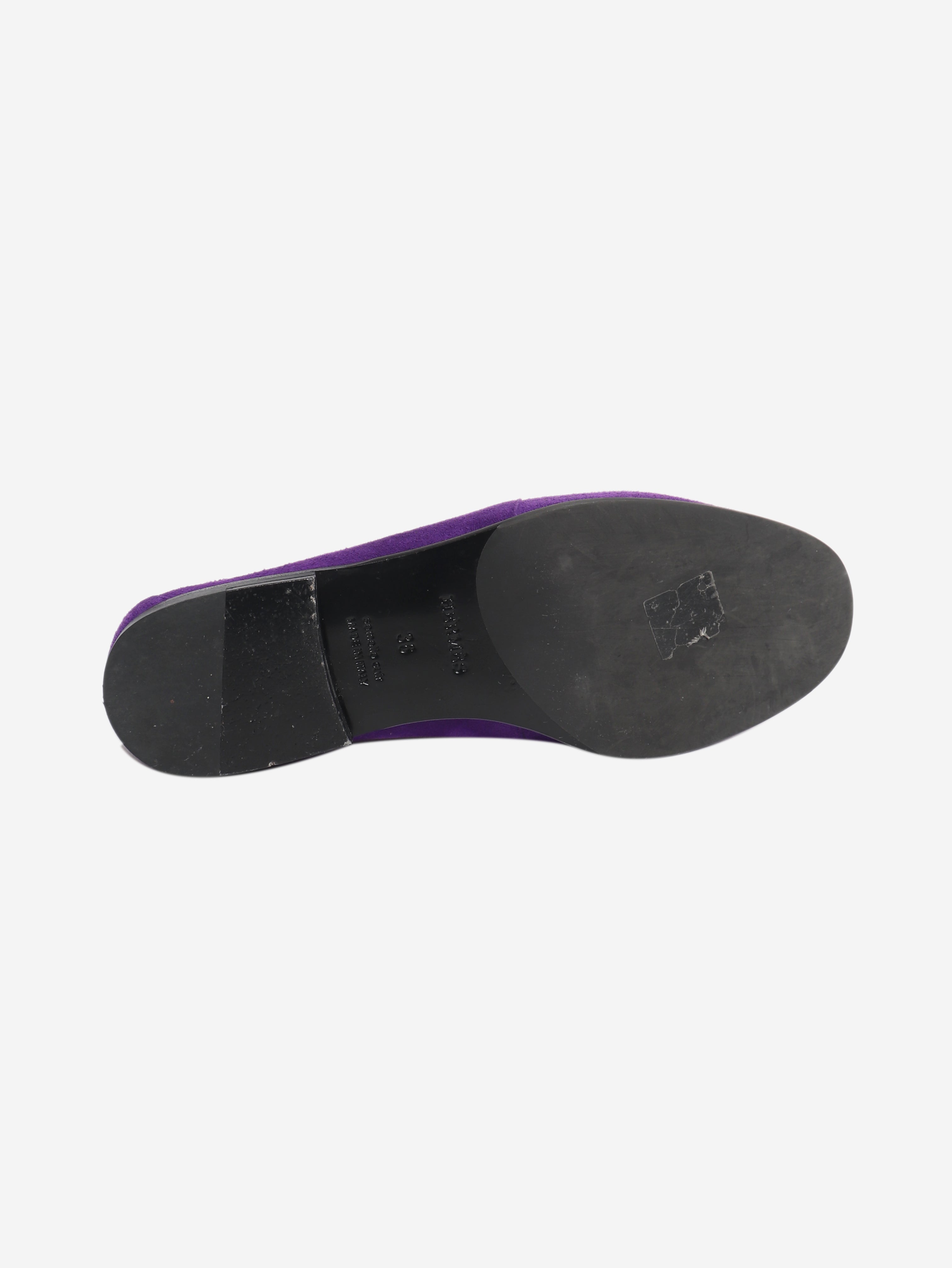 Purple suede chain motif loafers - size EU 36 (UK 3)
