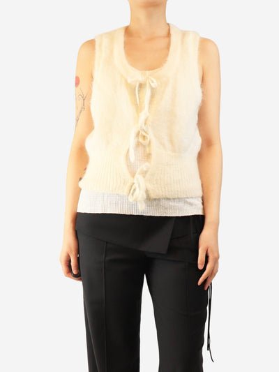 Cream sleeveless tie-front mohair vest - size M Knitwear Ganni 