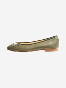 Chanel Green leather ballet flats with CC logo - size EU 38.5