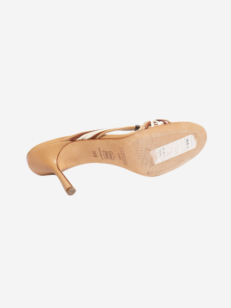 Brown leather heeled sandals - size EU 38.5 Heels Jimmy Choo 