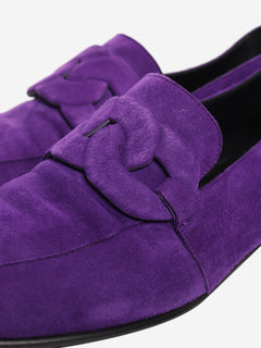 Purple suede chain motif loafers - size EU 36 (UK 3)