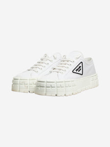 Prada White Double Wheel Re-Nylon gabardine sneakers - size EU 39.5