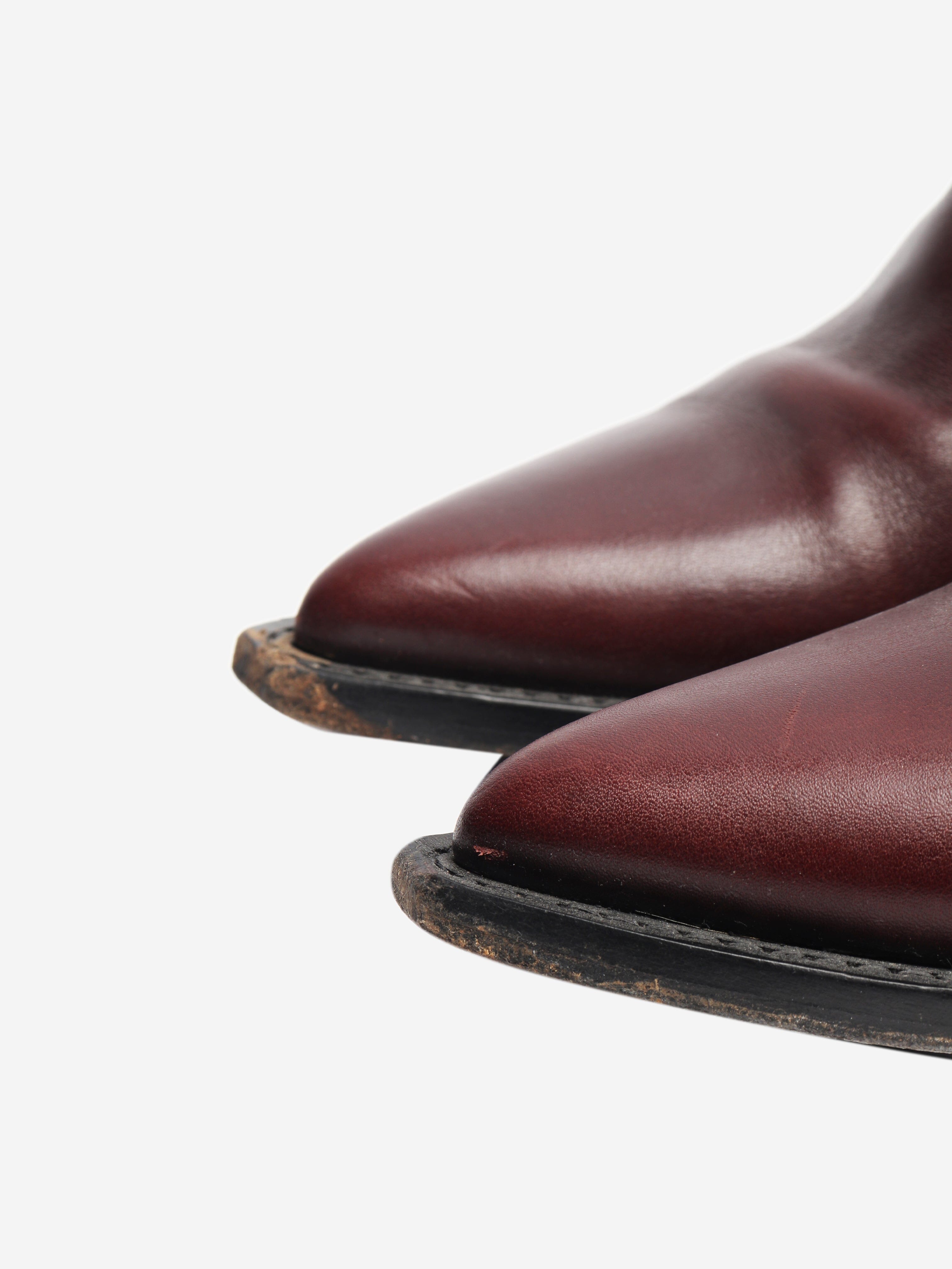 Brown leather western style ankle boots - size EU 38 (UK 5) Boots Celine 