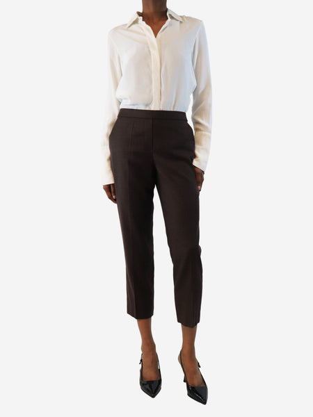 Dark brown wool trousers - size UK 6 alternate image