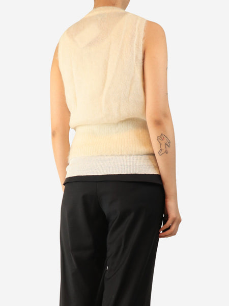 Cream sleeveless tie-front mohair vest - size M alternate image