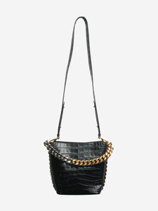 Stella McCartney Black Frayme Croc-Effect Embossed bag