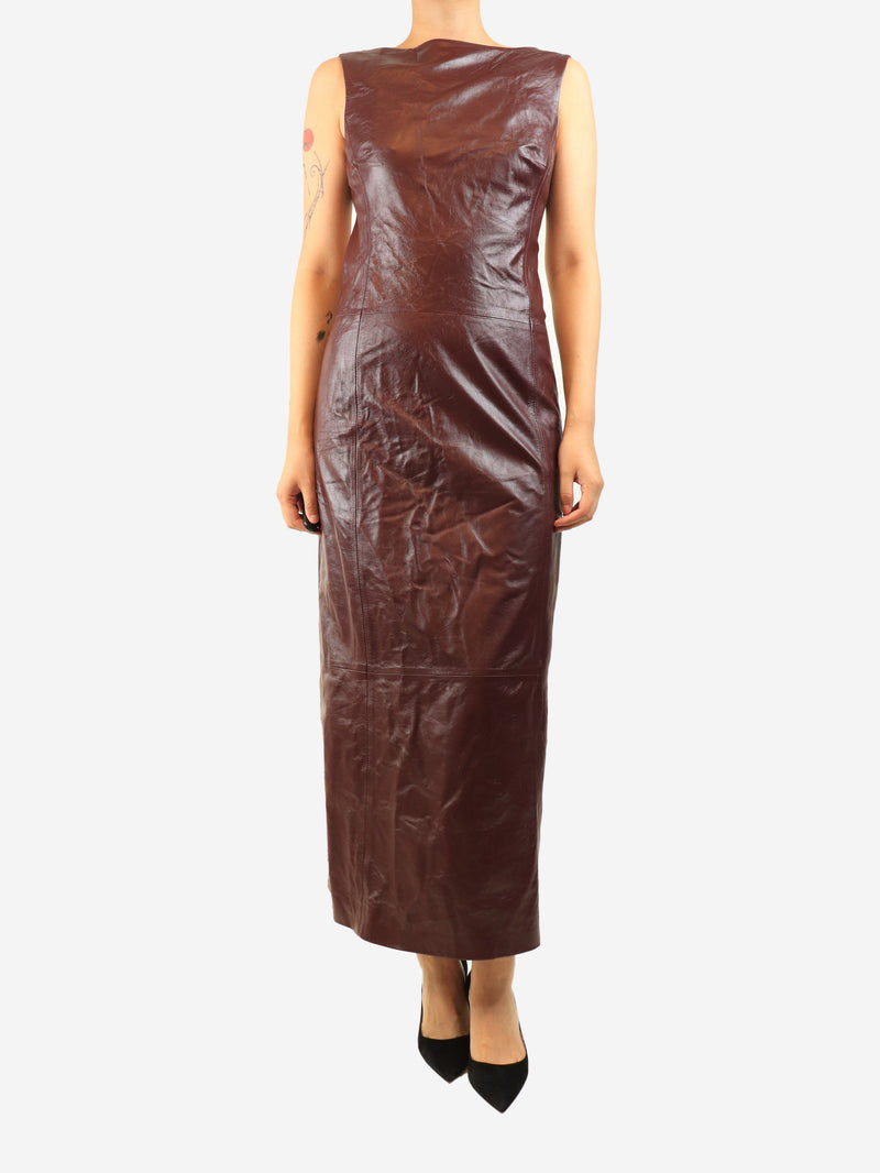 Burgundy open-back leather midi dress - size UK 10 Dresses Proenza Schouler 