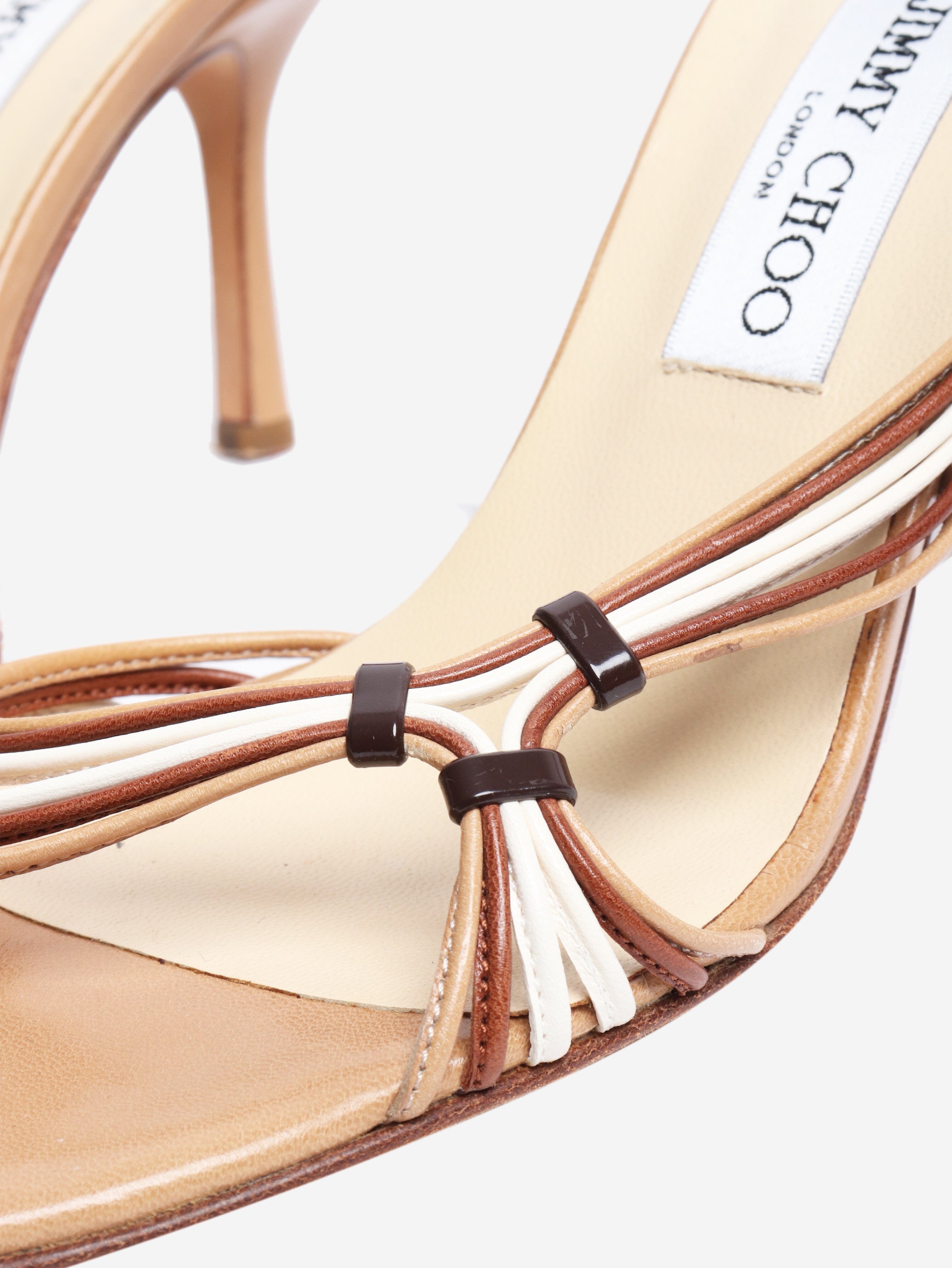 Brown leather heeled sandals - size EU 38.5 Heels Jimmy Choo 