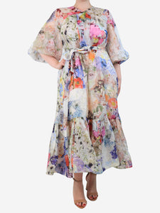 Zimmermann Multicolour floral printed midi dress - size UK 14