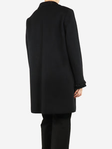 Gucci Black frill-detail wool coat - size UK 14