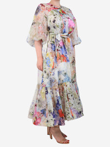 Zimmermann Multicolour floral printed midi dress - size UK 14