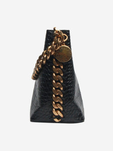 Stella McCartney Black Frayme Croc-Effect Embossed bag