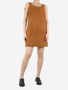 ATM Rust brown sleeveless suede pocket dress - size UK 10
