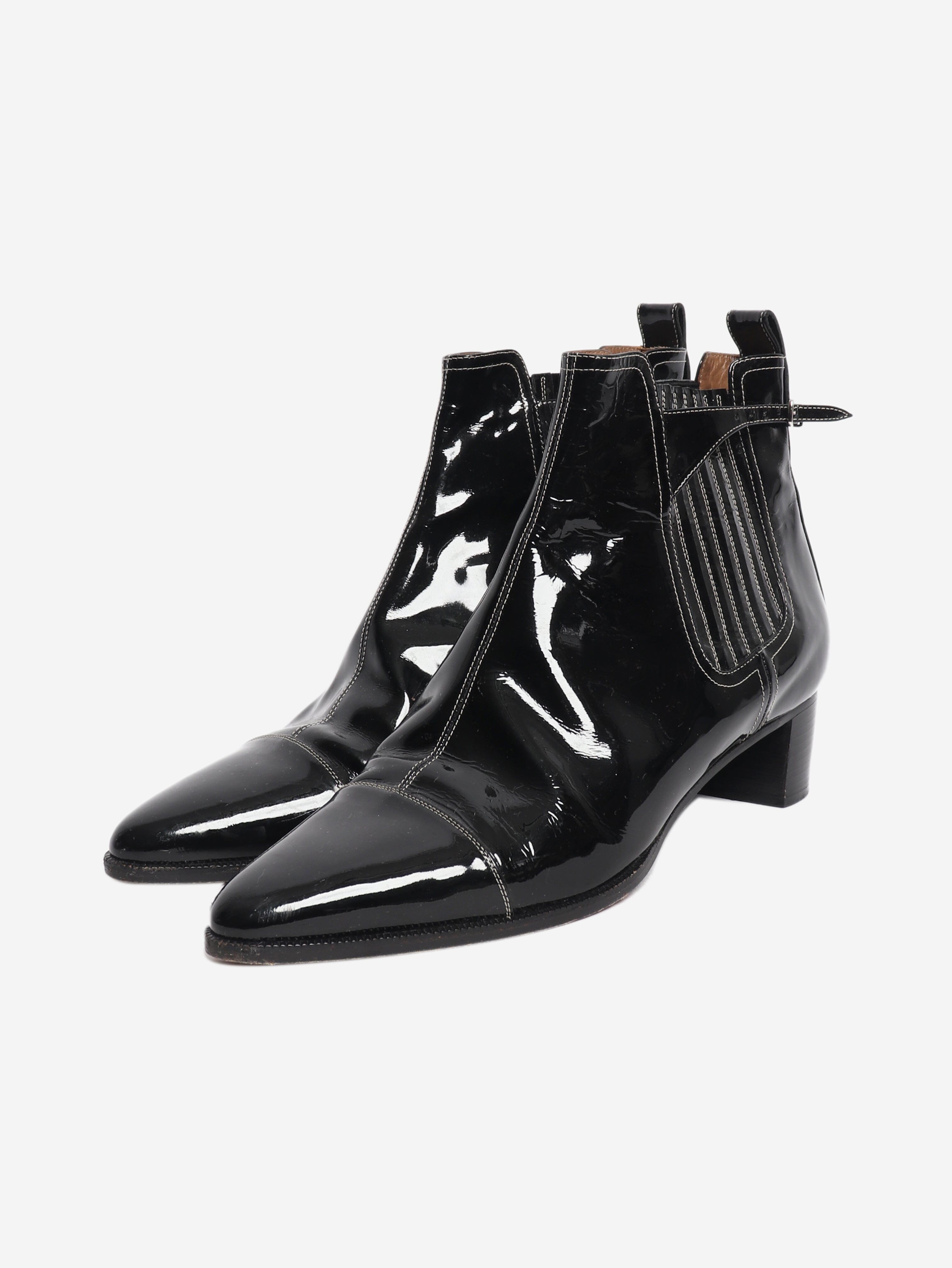 Black patent ankle boots - size EU 40 Boots Hermes 