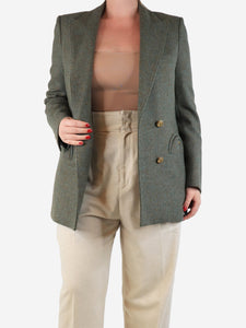 Blaze Milano Green tweed wool blazer - size UK 12