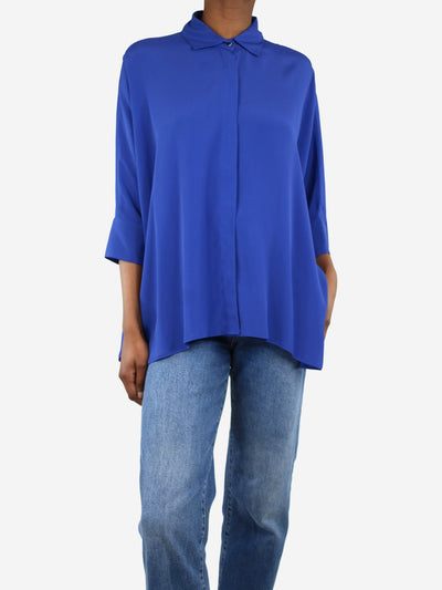 Blue silk-blend shirt - size UK 6 Tops Kelly 