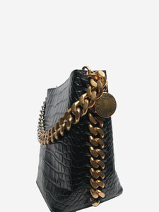 Stella McCartney Black Frayme Croc-Effect Embossed bag