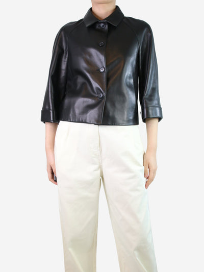 Black button-up leather jacket - size UK 6 Coats & Jackets Prada 