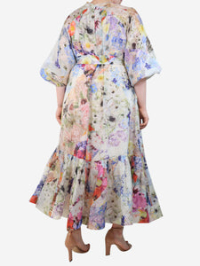Zimmermann Multicolour floral printed midi dress - size UK 14