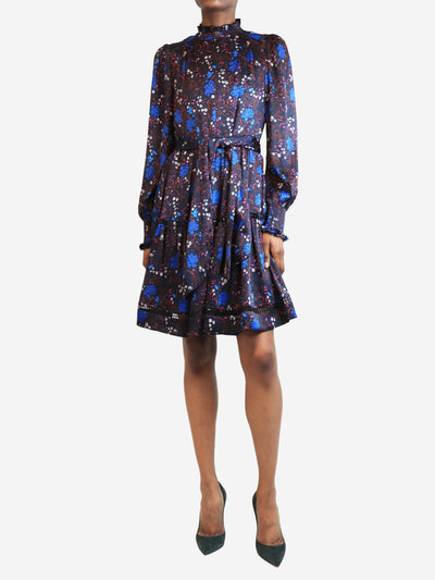 Navy blue hummingbird printed swing dress - size UK 6 Dresses ME+EM 