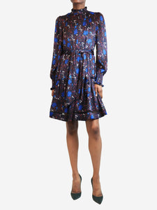 ME+EM Navy blue hummingbird printed swing dress - size UK 6