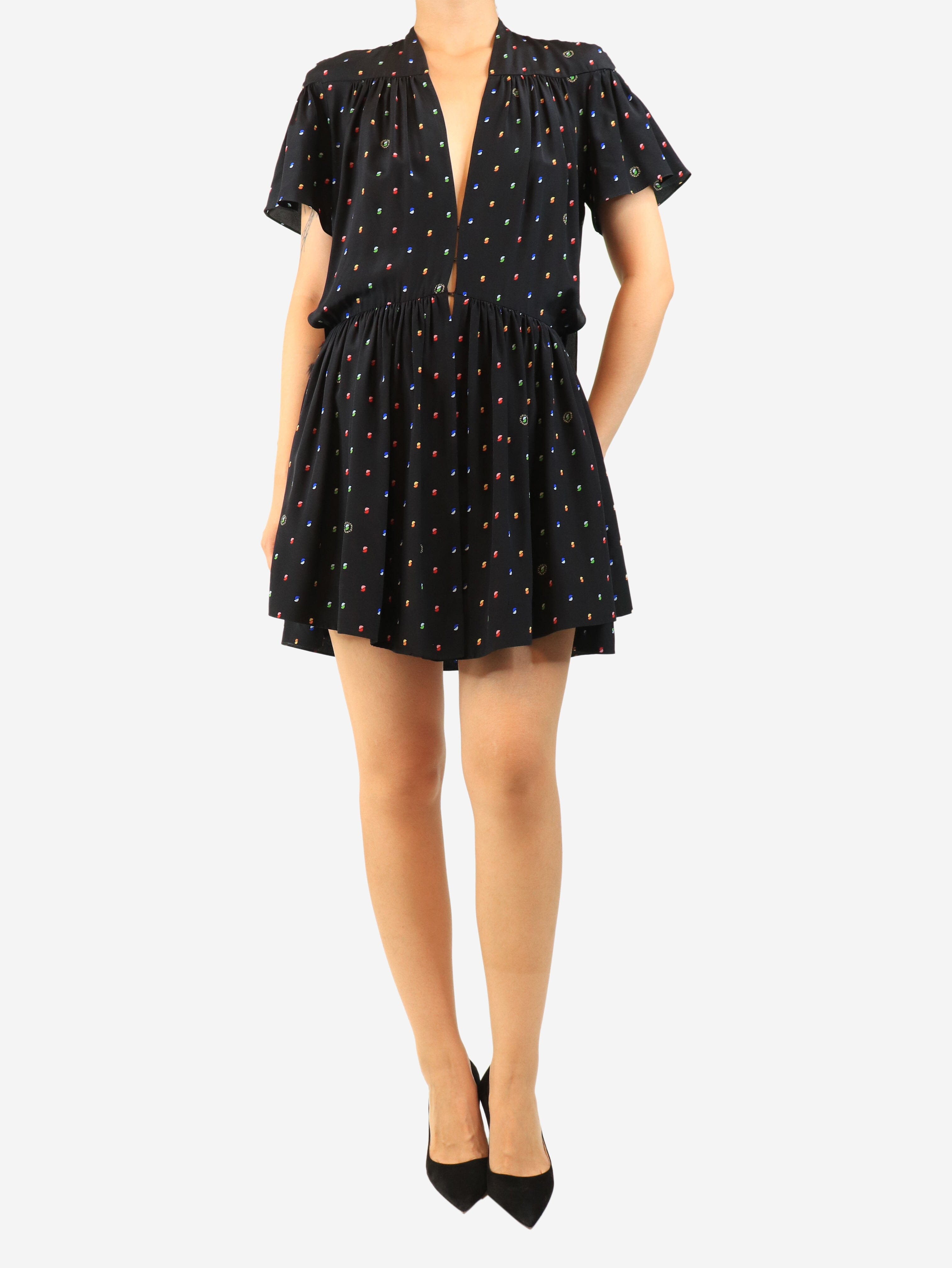 Black silk polka dot mini dress - size UK 10 Dresses Stella McCartney 