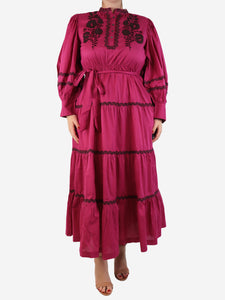 Antik Batik Purple tiered embroidered dress - size S