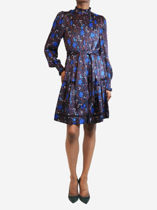 ME+EM Navy blue hummingbird printed swing dress - size UK 6
