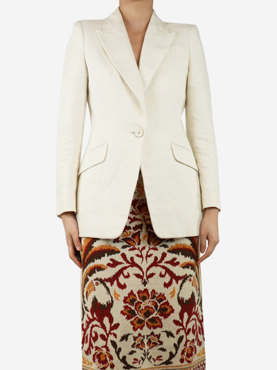 Cream linen jacquard blazer - size UK 10 Coats & Jackets Alexander McQueen 