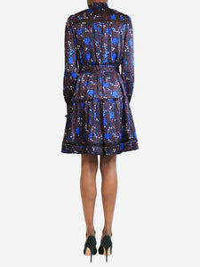 ME+EM Navy blue hummingbird printed swing dress - size UK 6