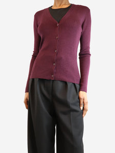 Prada Plum fine-knit cardigan - size UK 6