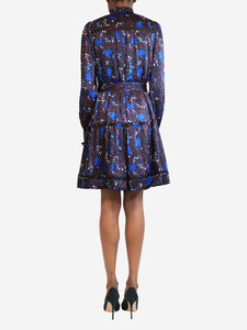 ME+EM Navy blue hummingbird printed swing dress - size UK 6
