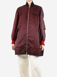 Calvin Klein Burgundy nylon satin coat - size UK 6
