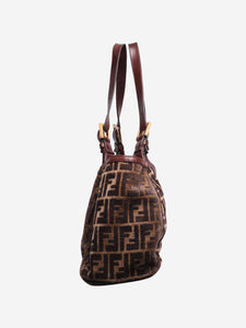 Fendi Brown velvet FF shoulder bag