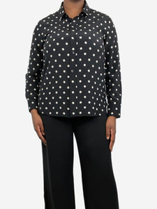 Saint Laurent Black polka-dot silk shirt - size UK 18