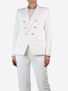 Veronica Beard Cream double-breasted blazer - size UK 12