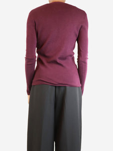 Prada Plum fine-knit cardigan - size UK 6