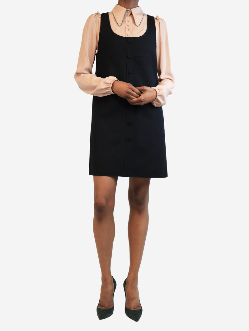 Black and blush layered pinafore dress - size UK 6 Dresses No21 