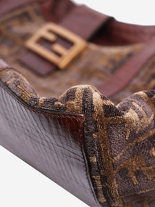 Fendi Brown velvet FF shoulder bag