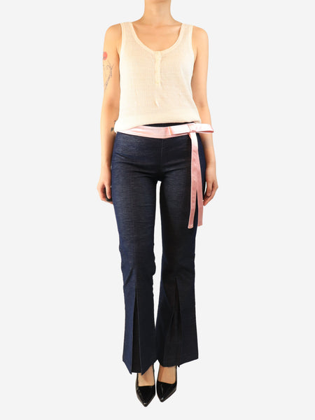 Blue ribbon-front jeans - size S alternate image