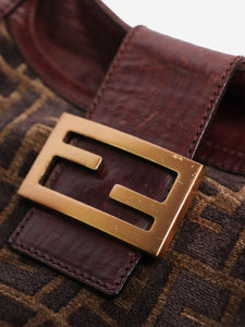 Fendi Brown velvet FF shoulder bag