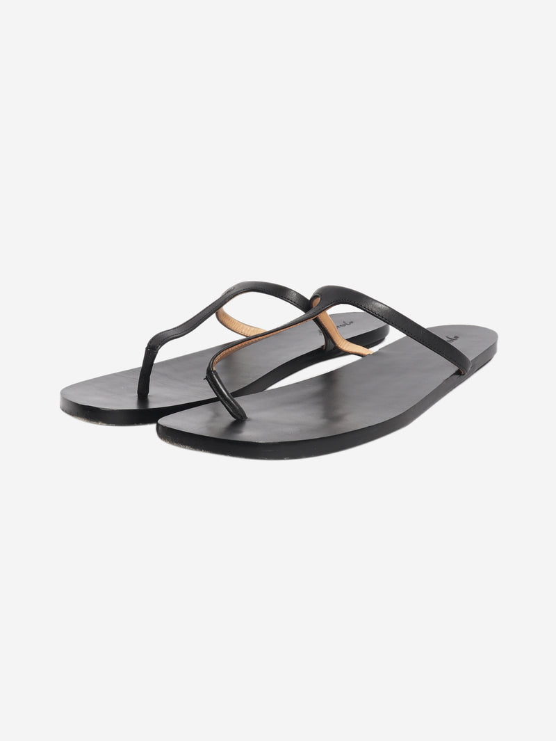 Black leather thong sandals - size EU 41