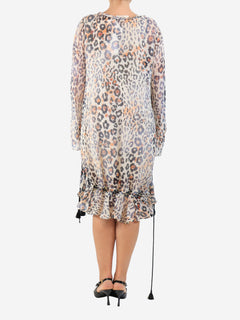 Long-sleeve leopard midi dress - size UK 12 Dresses Chloe 