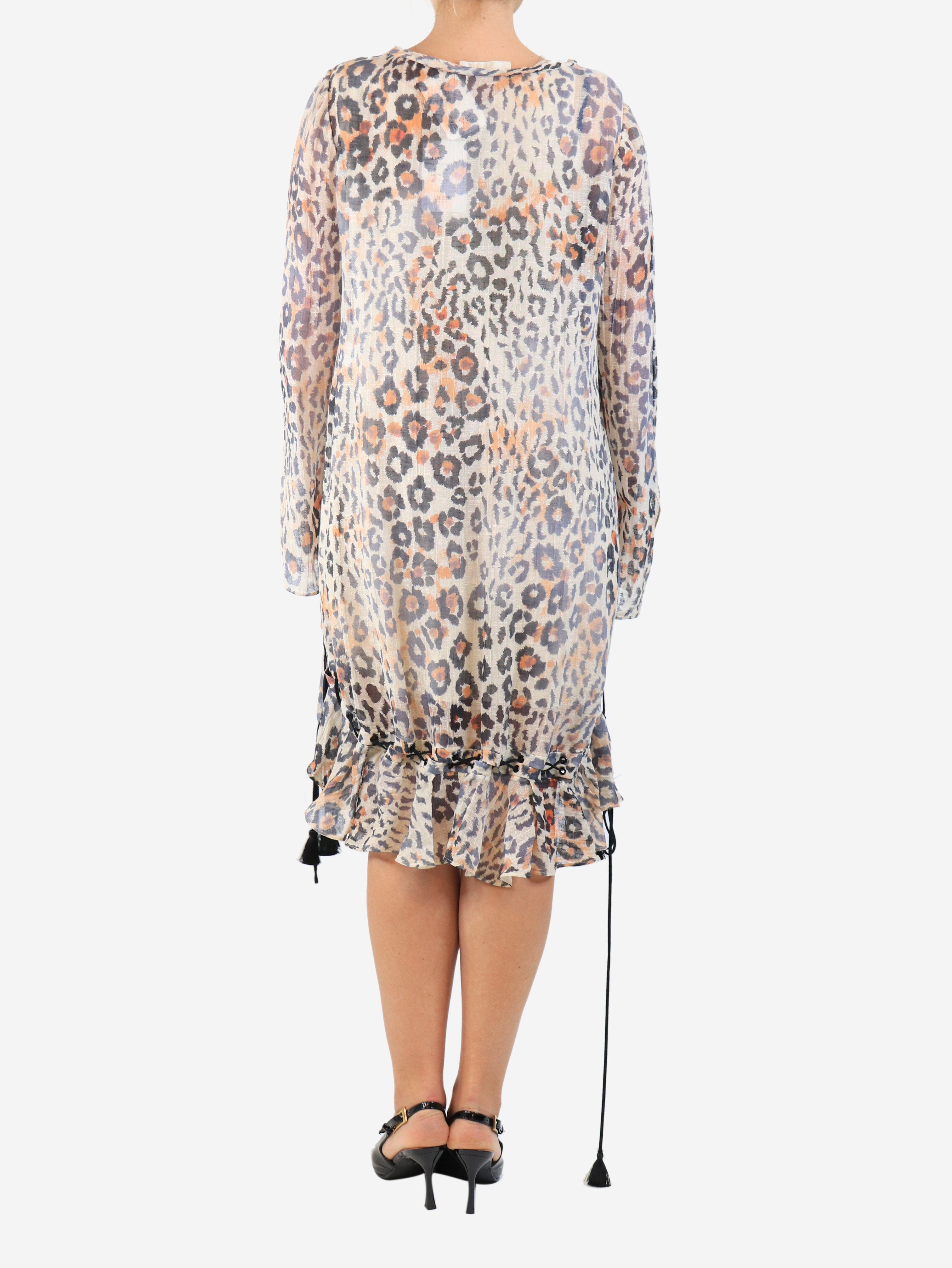 Long-sleeve leopard midi dress - size UK 12 Dresses Chloe 