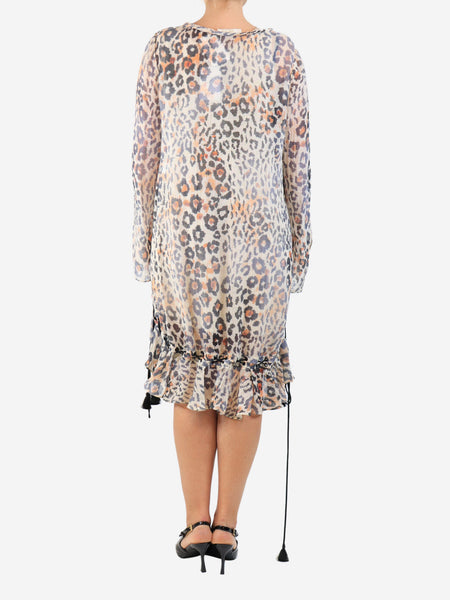 Long-sleeve leopard midi dress - size UK 12 alternate image