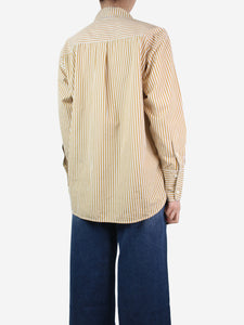 Victoria Beckham Orange and white striped pocket shirt - size UK 8