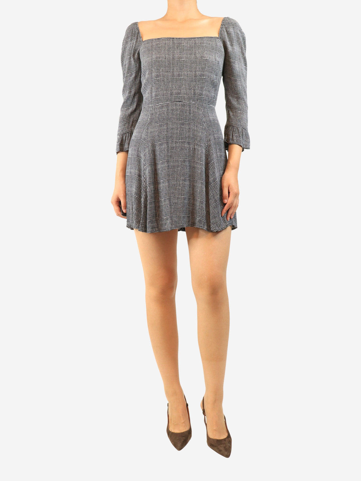 Black houndstooth printed mini dress - size S Dresses Reformation 