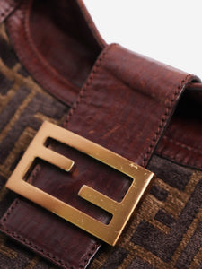 Fendi Brown velvet FF shoulder bag