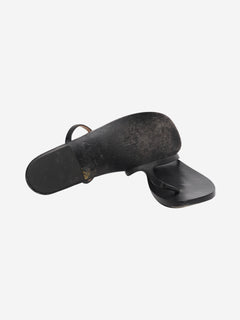Black leather thong sandals - size EU 41