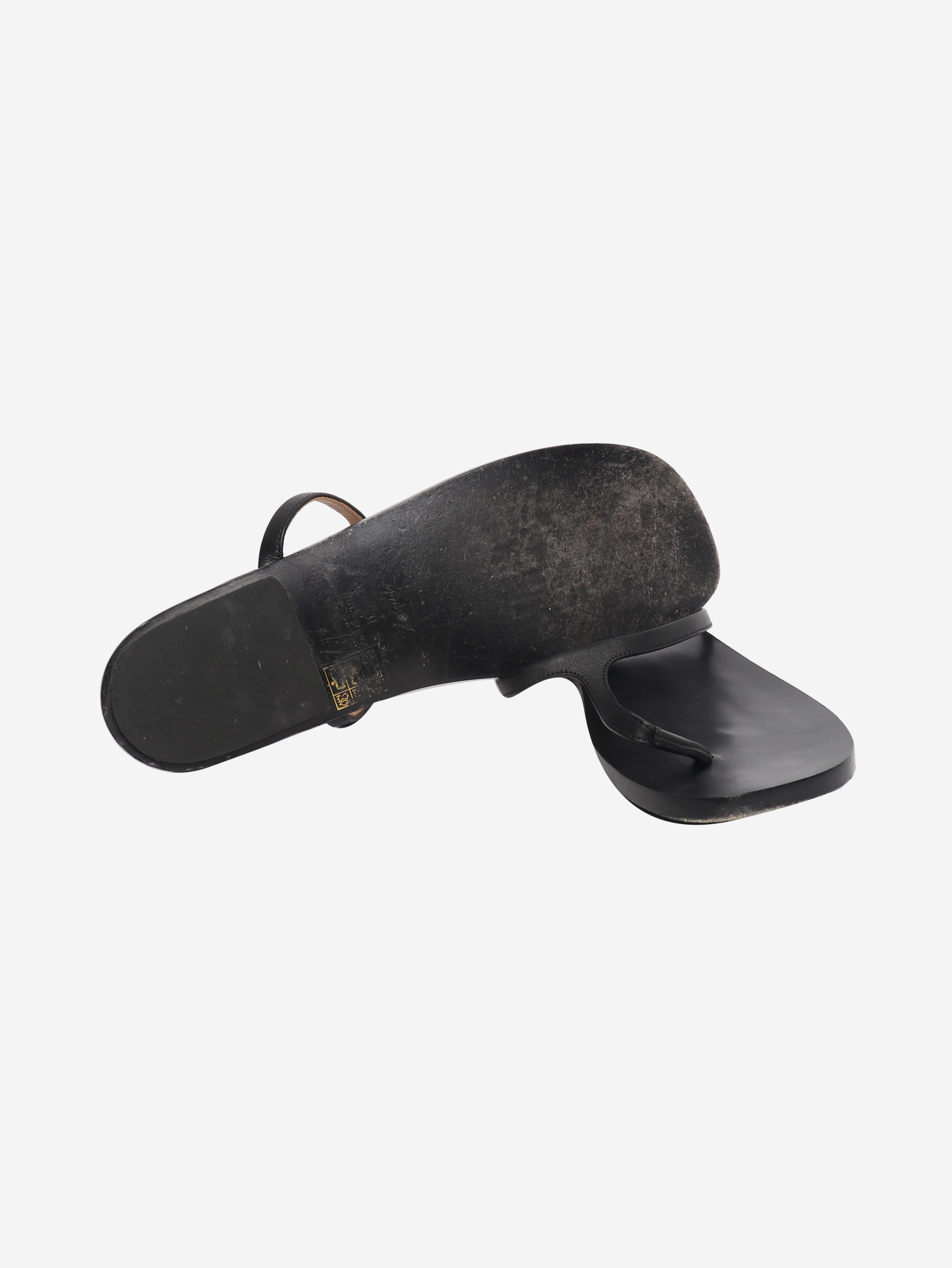 Black leather thong sandals - size EU 41